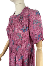 Load image into Gallery viewer, Original Late 1930's or Early 1940's Pretty Pink Cold Rayon Floral Day Dress - Bust 34 36 *
