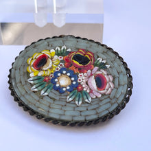 Load image into Gallery viewer, Vintage Micro Mosaic Brooch Featuring Floral Design
