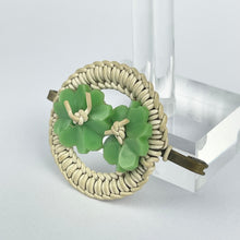 Load image into Gallery viewer, Original 1940&#39;s Green and White Make Do and Mend Brooch with Double Green Button Middle
