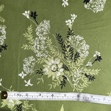 Load image into Gallery viewer, Original 1950&#39;s Green Floral Cotton Fabric with Calpreta Permanent Lustre Finish - 35&quot; x 140&quot; *
