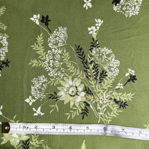 Original 1950's Green Floral Cotton Fabric with Calpreta Permanent Lustre Finish - 35" x 140" *