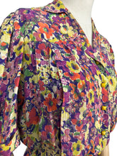 Load image into Gallery viewer, Original 1930&#39;s Volup Betty Barley Floral Silk Dress in Rust, Purple, Green and Cream - Bust 40
