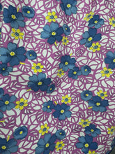 Load image into Gallery viewer, Original 1940's Feed Sack Apron - White Ground with Pink Leaves and Flowers in Blue and Yellow
