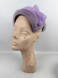 Original 1950's Manning of London Lavender Purple Hat with Ruffle Trim