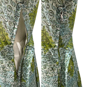 Original 1950's White, Blue, Green and Black Nylon Belted Day Dress - Bust 38 *