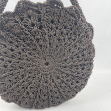 Load image into Gallery viewer, Original 1940&#39;s Dark Brown Circular Crochet Bag with Carved Lucite Detail
