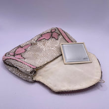 Load image into Gallery viewer, Original 1930&#39;s White, Pink and Silver Beaded Evening Bag - Pretty Purse with Mirror *
