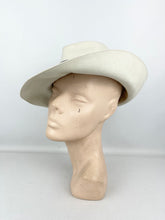 Load image into Gallery viewer, Original 1930&#39;s Ivory Felt Fedora Hat with Black Grosgrain Trim
