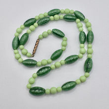 Load image into Gallery viewer, Original Art Deco 1930&#39;s Two Tone Green Satin Glass Graduated Bead Necklace
