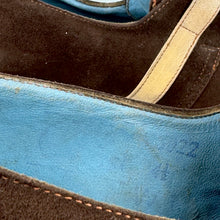 Load image into Gallery viewer, Original 1940's Deadstock CC41 Brown Suede and Beige Leather Wedge Shoes - UK 4 4.5
