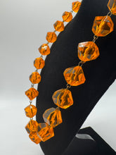 Load image into Gallery viewer, Original 1950&#39;s Mid Century Amber Coloured Plastic Faceted Bead Necklace with Barrel Clasp

