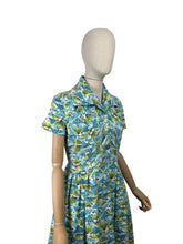 Load image into Gallery viewer, Original 1950's Roy Freres Green, Blue, White and Black Abstract Print Day Dress - Bust 36 38
