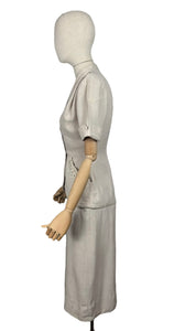 Original 1940's or 1950's Moygashel Linen Summer Suit with Beading and Soutache - Bust 34 35 *