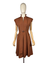 Load image into Gallery viewer, Original 1950's Rust Grosgrain Belted Day Dress - Bust 34
