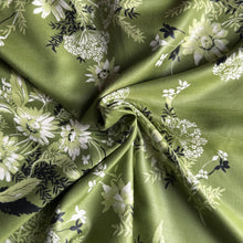 Load image into Gallery viewer, Original 1950&#39;s Green Floral Cotton Fabric with Calpreta Permanent Lustre Finish - 35&quot; x 140&quot; *
