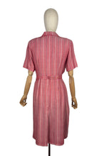 Load image into Gallery viewer, RESERVED FOR KAT DO NOT BUY Original 1940's Lightweight Wool Day Dress in Red and White Herringbone with Blue Stripe - Bust 38
