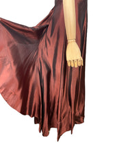 Load image into Gallery viewer, Original 1940's Full Length Evening Dress in Bronzed Maroon Artificial Silk - Bust 36
