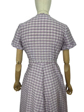 Load image into Gallery viewer, Original 1950&#39;s Lilac, Black, White and Grey Belted Check Dress by Roxanne Adams - Bust 38
