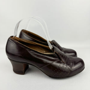 Original 1940’s Chocolate Brown Leather Shoes - UK Size 5 5.5