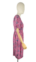 Load image into Gallery viewer, Original Late 1930's or Early 1940's Pretty Pink Cold Rayon Floral Day Dress - Bust 34 36 *
