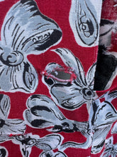 Load image into Gallery viewer, Original 1940's Novelty Print Day Dress with Bow Print in Red, Black and Grey - Bust 34
