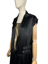 Load image into Gallery viewer, Original 1920’s Black Silk Dress with Fabulous Gold Lame Slip - Bust 32 *
