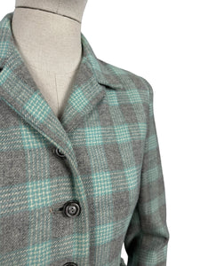 Original 1940's CC41 Blue, Grey and White Wool Check Single Breasted Jacket - Bust 34 35