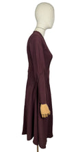 Load image into Gallery viewer, Wounded But Wearable Original 1930&#39;s Brown and Red Chevron Stripe Crepe Dress - Bust 34 36
