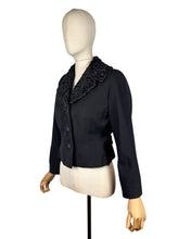 Load image into Gallery viewer, Original 1950’s Black Wool Jacket with Astrakhan Trim - Bust 34 35
