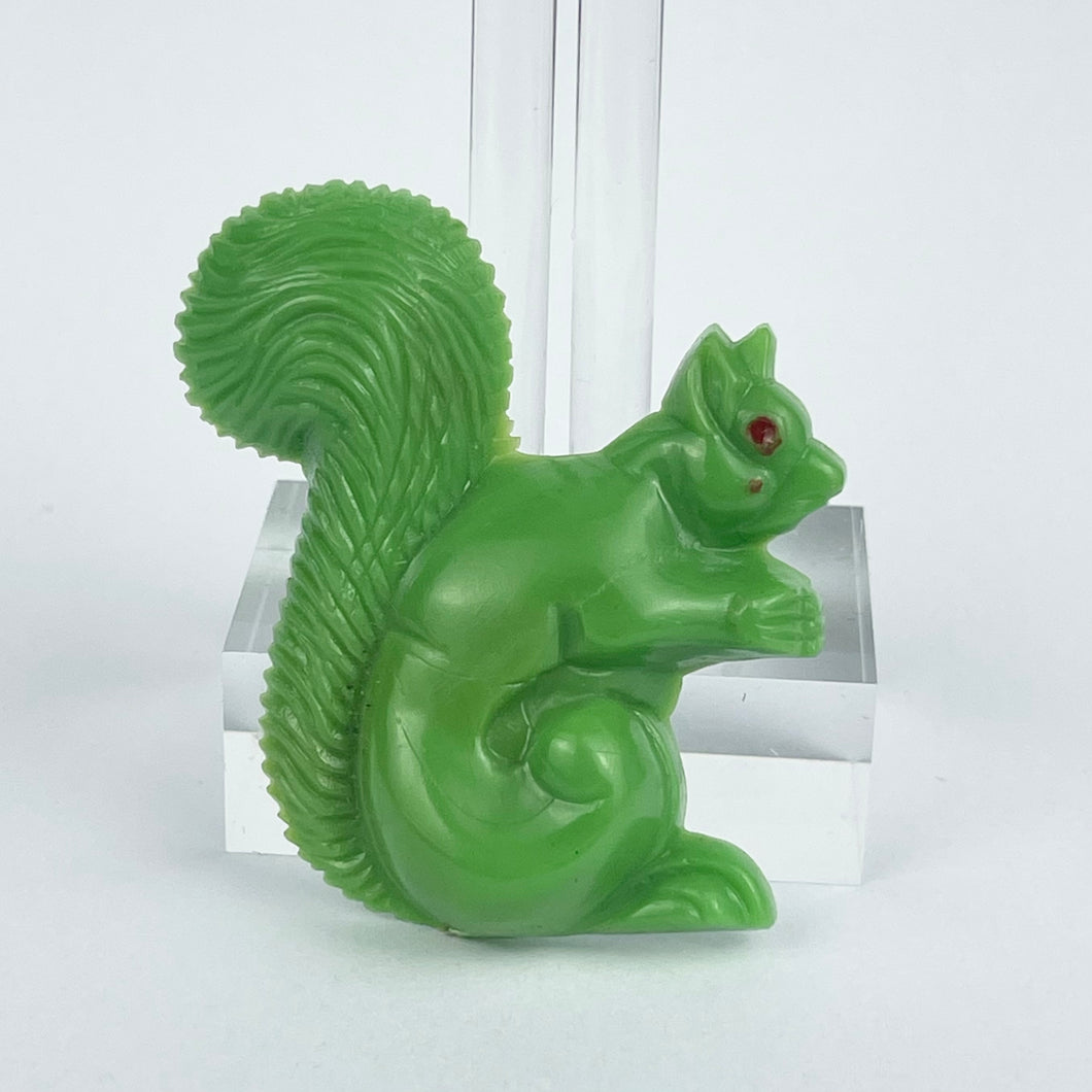 Charming Original 1940’s 1950's Bright Green Squirrel Brooch