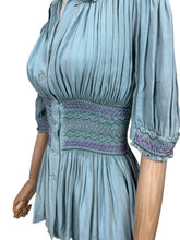 Load image into Gallery viewer, Stunning Original 1930&#39;s Blue Cotton Blouse with Heavy Smocking Detail - Bust 36 38
