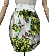 Load image into Gallery viewer, Original 1950&#39;s Pretty Ivory Satin Pinny with Pockets and Floral Design in Brown and Green - Waist 30 *
