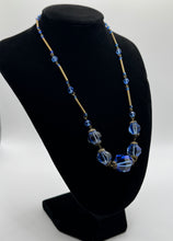 Load image into Gallery viewer, Original 1930&#39;s Art Deco Blue Faceted Glass Necklace
