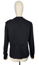 Load image into Gallery viewer, Original 1940&#39;s Black Crepe Jacket with Vibrant Crepe Bow Trim - Bust 36 38
