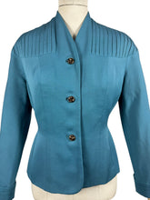 Load image into Gallery viewer, Original Late 1940's Teal Wool Single Breasted Jacket by Aubrey Segal - Bust 36

