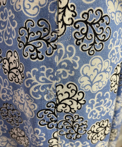 Original 1940's CC41 Heavy Linen Day Dress in Blue, Black and White - Bust 34