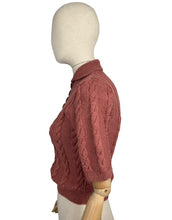 Load image into Gallery viewer, Reproduction 1930&#39;s Brown Hand Knitted Alpaca Wool Jumper with Pretty Cable Detail - Bust 34 36 38
