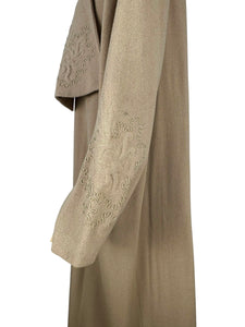 1940s Volup Caldaric Camel Coloured Wool Coat with Soutache and Trapunto Quilting - Bust 44 46