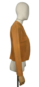 Original 1930’s Golden Ochre Crepe Jacket with Tapunto Quilting - Bust 32 34