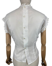 Load image into Gallery viewer, Original 1950's White Nylon Button Back Blouse by Top Town - Bust 34
