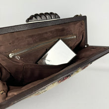 Load image into Gallery viewer, Original 1930’s 1940’s Large Wool Work Embroidered Bag with Leather Handle - Beautiful Vintage Handbag
