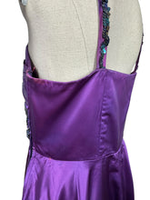 Load image into Gallery viewer, Original 1950&#39;s Purple Satin Evening Dress with Beautiful Sequin Detail - Bust 40 *
