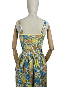 Original 1950's Floral Cotton Belted Summer Dress with Matching Bolero - Bust 34 35 36 *