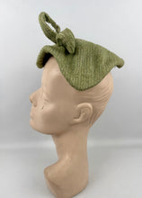 Load image into Gallery viewer, Original 1950&#39;s Green and Gold Stripe Textured Fabric Hat with Loop Trim
