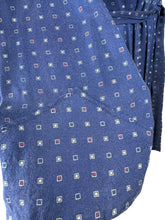 Load image into Gallery viewer, Original Men&#39;s 1940&#39;s 1950&#39;s Blue, Red and Cream Geometric Print Cotton Dressing Gown - Chest 44
