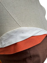 Load image into Gallery viewer, Original 1950's Brown, White and Orange Cotton Wiggle Dress - Bust 34"
