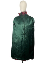 Load image into Gallery viewer, Original 1940&#39;s American Made Wool Plaid Coat in Burgundy, Green and Old Gold - Satin Lined - Bust 34 36
