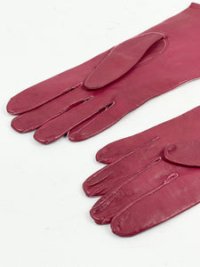 Original 1930's 1940's Burgundy Kid Leather Dents Bourne & Hollingsworth Gloves - Size 7 1/2 *