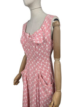 Load image into Gallery viewer, Original 1950&#39;s Pink and White Cotton Full Length Evening Dress with Pockets - Bust 36 *
