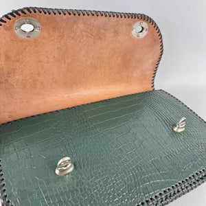 Original 1940’s Dark Green Mock Croc Leather Handbag